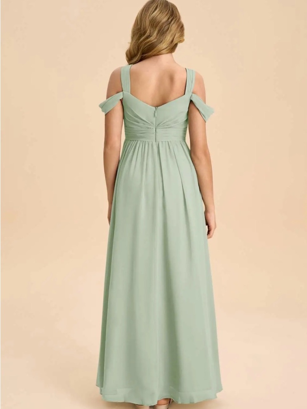 Azazie Sage Green Off-Shoulder Maxi Dress - Picture 7 of 7